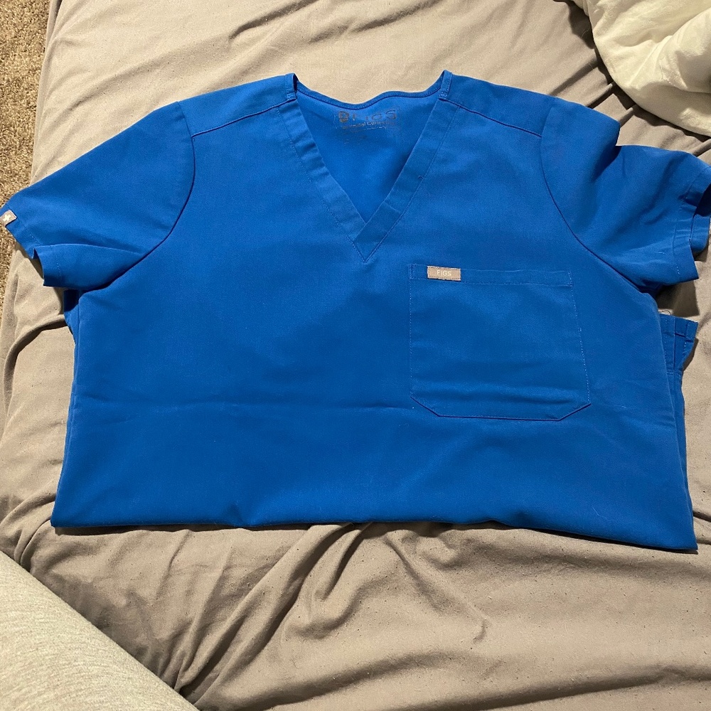 Royal Blue Figs Scrub Top